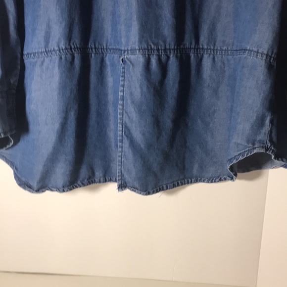 Terre Bleue top size Large button down long tab sleeves blue fisherman western - Picture 11 of 12
